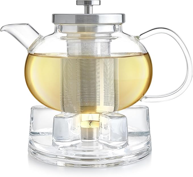 Teabloom Petals Tea Warmer – Elegant Glass Teapot Warmer with Tealight Candle | Universal Fit for Most Teapots | Durable Soda-Lime Glass Design