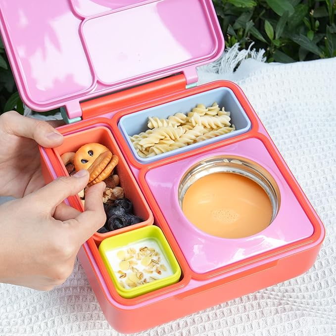 Silicone Dips Containers Compatible with OmieBox, 4 Pack Salad Dressing Container To Go for Most Bento Lunch Box, Small Snack Condiment Container with Lids for kids