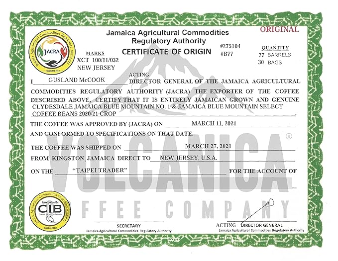 Jamaican Blue Mountain Coffee, 100% Pure, Ground, Fresh Roasted, 5 lbs