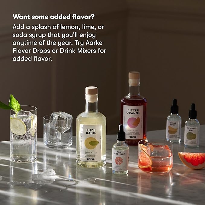 Aarke Carbonator lll with CO2 Cylinder, Sparkling & Carbonation Water Machine, Stainless Steel with PET BPA-Free Reusable Bottle Volume 1L/34 fl oz (Matte White)