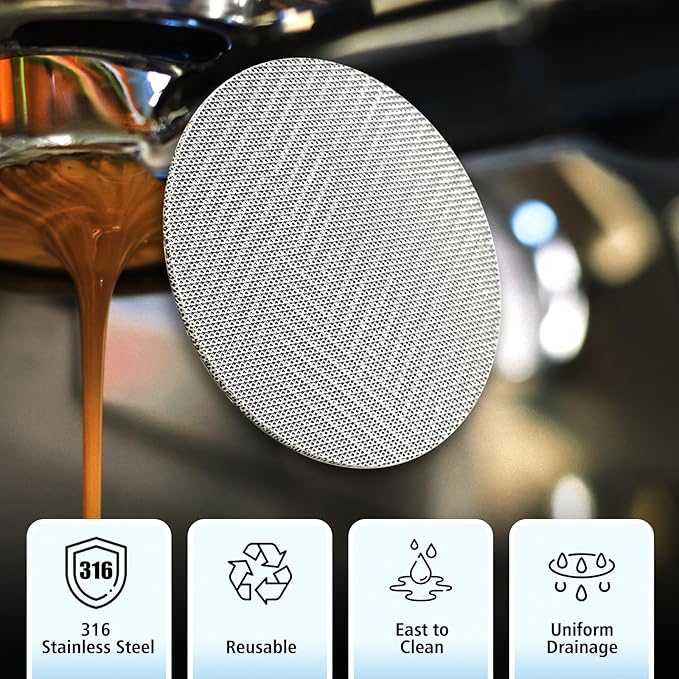 53mm Espresso Dosing Funnel and Puck Screen Set, Espresso Coffee Dosing Ring & 1.7mm 316 Stainless Steel Espresso Portafilter for Coffee Portafilter Filter Basket