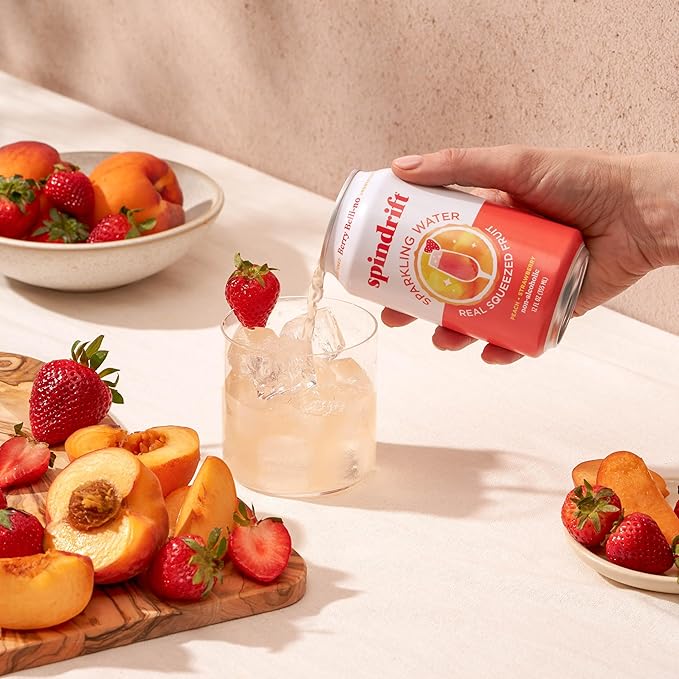 Spindrift Sparkling Water, Berry Belli-no Flavored, Made with Real Squeezed Fruit, 12 Fl OZ Cans, Pack of 24 (Only 13 Calories per Can)