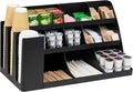 Mind Reader Cup and Condiment Station, Countertop Organizer, Coffee Bar, Kitchen, Stirrers, 24"L x 11.5"W x 12.5"H, Black