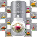 Teabloom Flowering Tea - 12 Unique Varieties of Blooming Tea Flowers - Hand-Tied Green Tea Leaves & Edible Flowers - 12-Pack Gift Canister