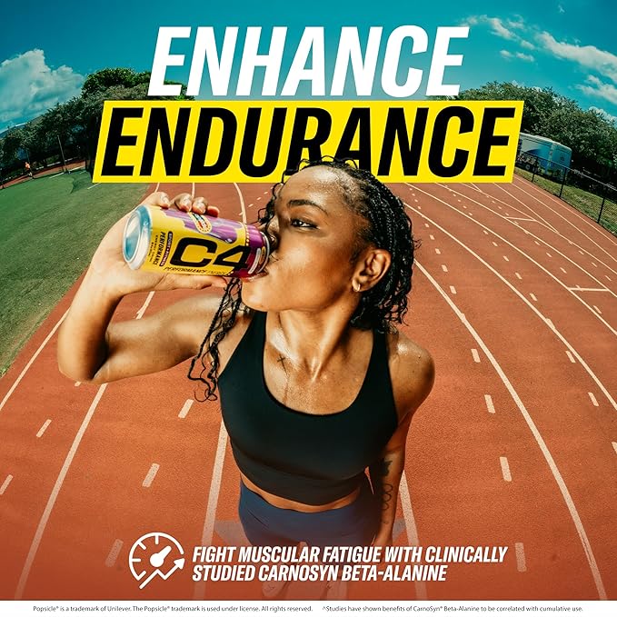 Cellucor C4 Energy Drink Cherry, Carbonated Sugar Free Pre Workout Performance Drink with no Artificial Colors or Dyes, 16 Oz, Pack of 24