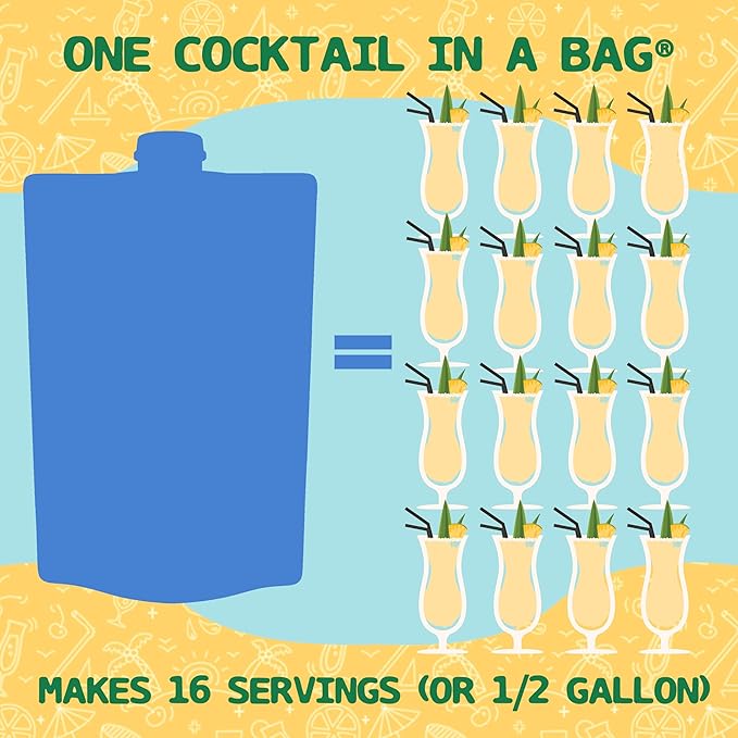 Lt. Blender's Pina Colada in a Bag - Each Bag Makes 1/2 Gallon of Slushie Pina Colada Mix – Cocktail Mix - Make a Cocktail, Wine Slushie or Mocktail - (Pack of 3)