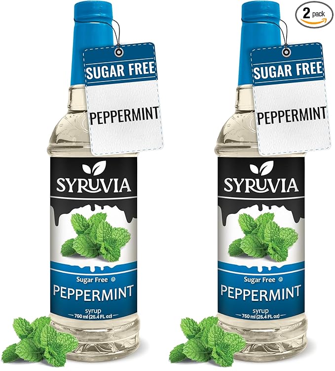 Syruvia Sugar Free Peppermint Syrup for Coffee 25.4 fl oz (Pack of 2)