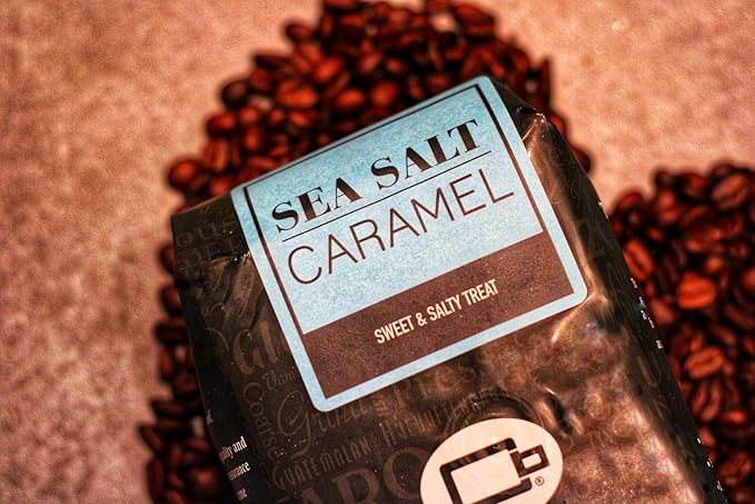 Sea Salt Caramel Flavored Coffee, Specialty Arabica Coffee, Medium Roast, 12 ounce, Automatic Drip (Ground)