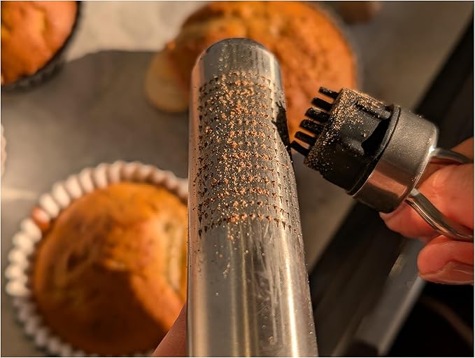 Nutmeg Grater with Silicone Brush & Storage - 18/10 Stainless Steel, Compact Spice & Nut Grinder Tool for Fresh Nutmeg Powder