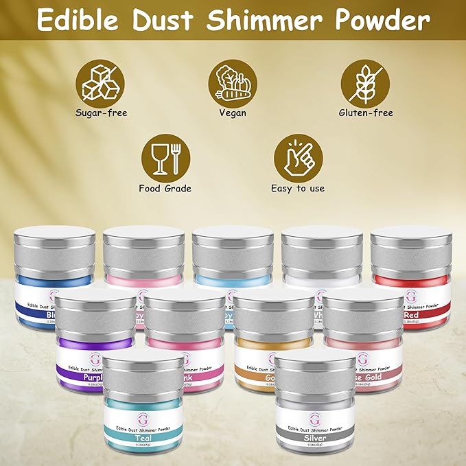 Glitter & Glitz Edible Glitter for Drinks - Premium Drink Glitter Edible Dust for Cocktails, Baking, Brew, Champagne - Luster Dust and Cocktail Glitter - Edible Glitter for Drinks Decoration (Gold, 5Grams)