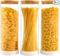73oz Round Glass Storage Containers with Bamboo Lids – 3 Pack Large Airtight Clear Food Jars for Pantry Organization, Kitchen Dry Food, Flour, Pasta, Coffee Beans, Staples & Snacks