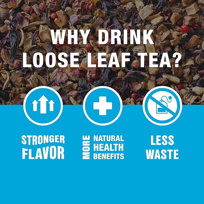 Tiesta Tea - Ginger Sweet Peach, Loose Leaf, Spicy Peach Herbal Tea, Non-Caffeinated Tranquility Blend, Bulk Herbal Leaves with Hibiscus & Cane Sugar, 25 Cups, 2.2 Ounce Resealable Pouch