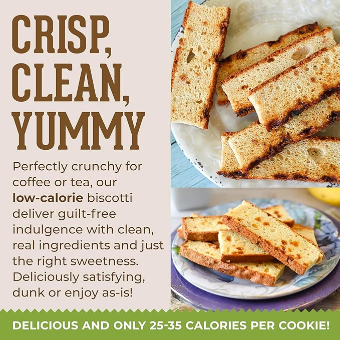 DIJAS Natural Foods, Crunchy Fat Free Biscotti Cookie, Variety Pack, All Natural Preservative Free Ingredients, Delicious Low Calorie Snack (4 Pack, Nut Variety)