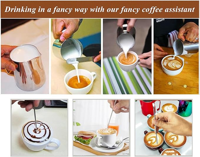 3 PCS Latte Art Pen - Cinnamon Pen for Barista Espresso Coffee Latte Art Tools - Stainless Steel Silver, LXLVOUEG