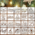 20pcs Christmas Stencils for Painting on Wood, 6' Xmas Holiday Stencil Set with Cardinal, Pet, Nativity Templates