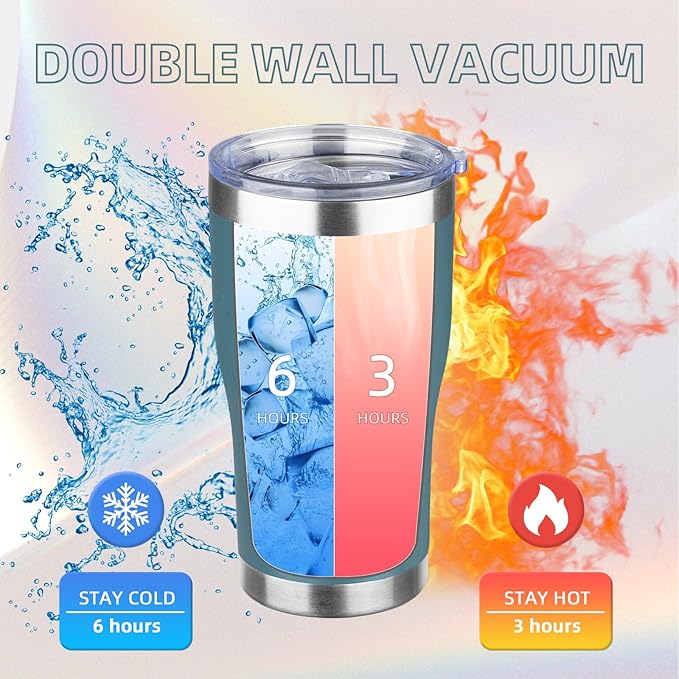 MEZMUT 20oz Coffee Tumbler with Lid and Straw Double Wall Vacuum Insulated Cup Stainless Steel Travel Mugs Insulated for Hot & Cold Leakproof Powder Coated Tumbler for Indoor Outdoor(Mayan Blue)
