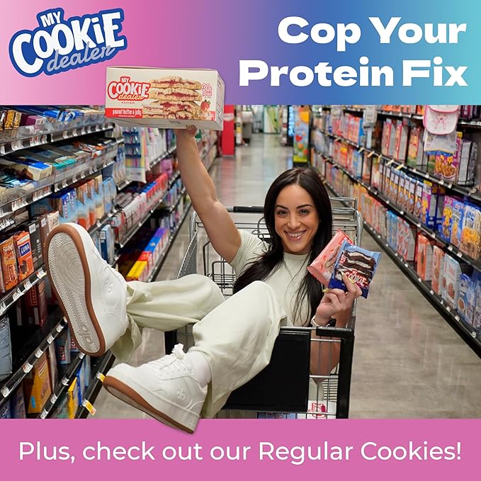 My Cookie Dealer Protein Cookies, Birthday Cake (12-Pack, 3.8oz Each) - 25g of Protein per Cookie - Individually Wrapped Workout Snacks for On-The-Go Travel