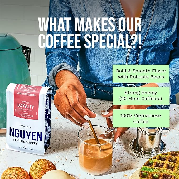 Nguyen Coffee Supply - Loyalty Signature Robusta & Arabica Blend: Medium Roast Premium Whole Coffee Beans, Vietnamese Single Origin, Low Acid, High Caffeine, Roasted in Brooklyn [5 Ib Bag]
