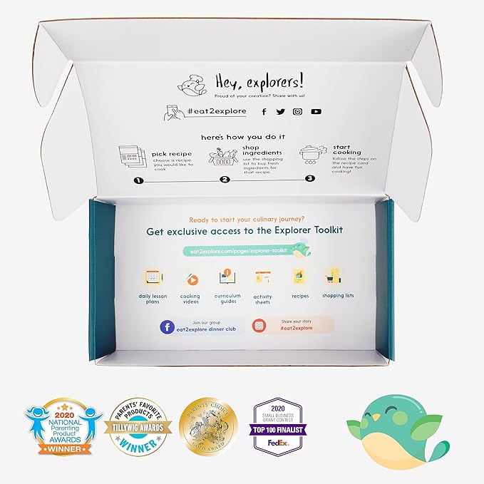 eat2explore Kids Real Dessert Baking Kit for Families | Includes 3 Recipe Cards from Sweden, Croatia and Austria with Key Ingredients, Baking Tools, Fun Kids Explorer Guide | Explore Europe