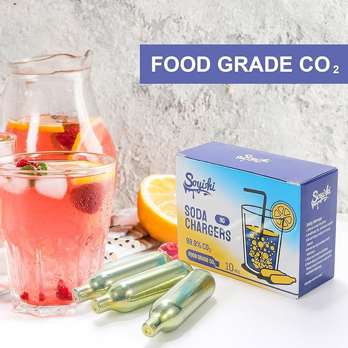 CO2 8g Soda Cartridges for Soda Maker Food Grade Seltzer Water Cartridges Non-Threaded Soda Chargers Compatible With Soda Siphons(10 Pcs)