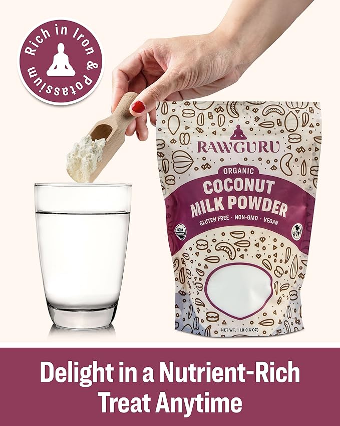 RawGuru Organic Coconut Milk Powder - Vegan & Nutrient-Dense Powder with Iron & Potassium - Rich & Creamy Organic Milk for Drinking or Baking - 80 oz, Pack of 1