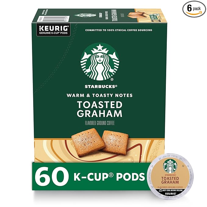 Starbucks K-Cup Coffee Pods, Toasted Graham Flavored Coffee, Naturally Flavored, 100% Arabica, 6 boxes (60 pods total)