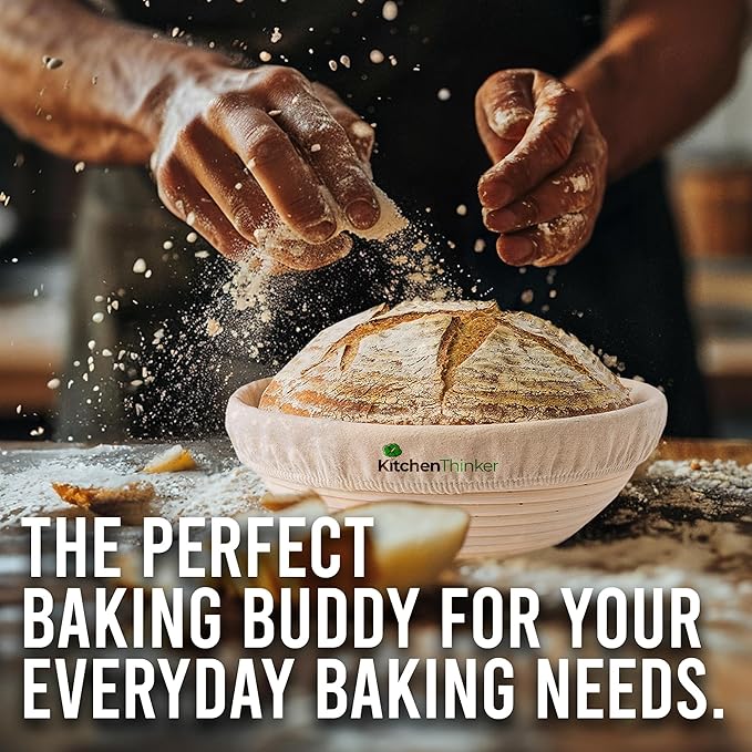 Banneton Bread Proofing Basket, Sourdough Bread Baking Supplies with 9 Inch Round and 10 Inch Oval Banneton Basket, Danish Dough Whisk,Dough Scraper and Bread Lame