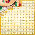 100 Pcs Stencils for Painting on Wood Reusable Stencil Crafts Drawing Templates Holiday Wall Paper for DIY Scrapbook Home 2 x 2 Inch(Mexican Festival)