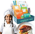 eat2explore Cooking Kits for Kids – Interactive & Educational Kids Cooking Sets Real for Ages 5 and Up,3 Recipe Cards & Global Ingredients – Fun Gift for Young Chefs (USA Edition)