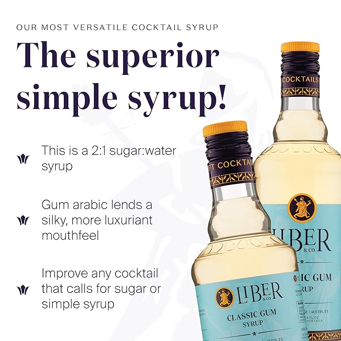 Liber & Co. Classic Gum Syrup (12.7 oz) - The Superior Simple Syrup with Pure Cane Sugar & Natural Gum Arabic - Essential for Authentic Old Fashioneds, Sazeracs & Classic Cocktails