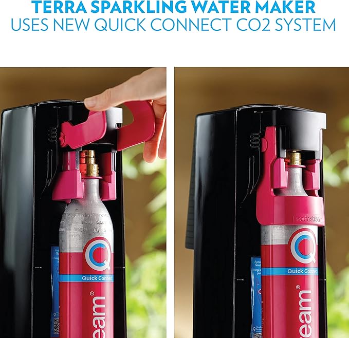 SodaStream Terra Sparkling Water Maker (Misty Blue) with CO2 and Dishwasher Safe Bottle