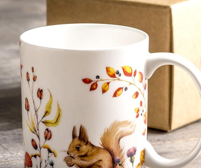 Maison d' Hermine Coffee Mug with Handles Fine Bone China Mugs Pack of One Tea Cups for Hot Beverages Cappuccino Latte Home Restaurant Office Perfect for Gift (Sous-Bois - Option 1, 15 Ounce)