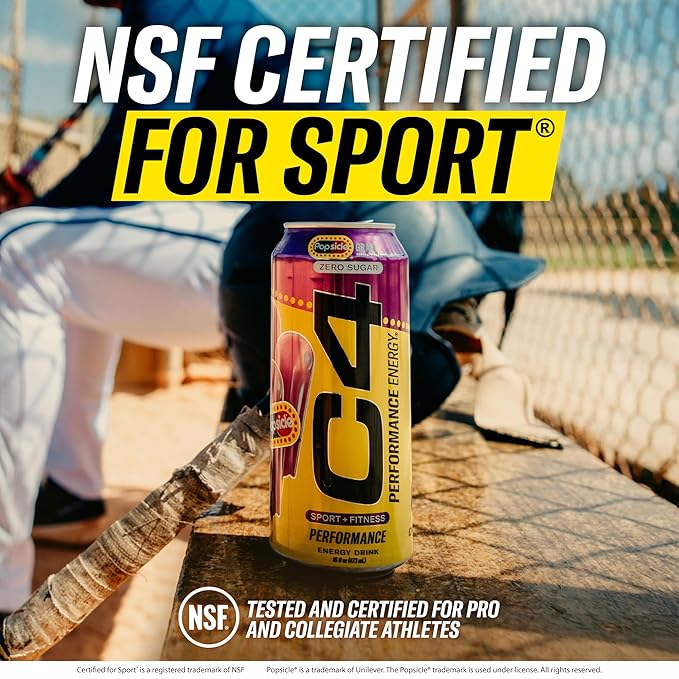 Cellucor C4 Energy Drink Cherry, Carbonated Sugar Free Pre Workout Performance Drink with no Artificial Colors or Dyes, 16 Oz, Pack of 12