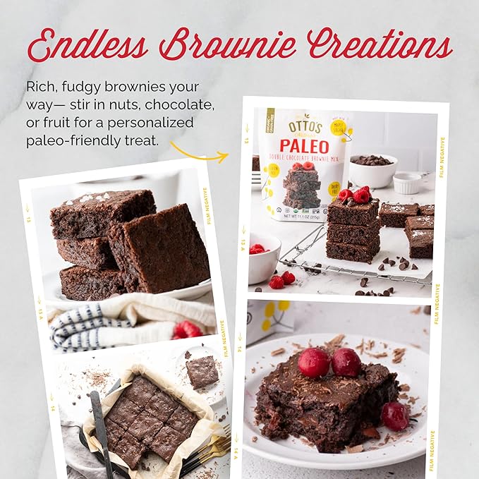 Otto's Naturals Grain-Free Paleo Double Chocolate Brownie Mix, 11.1 Oz., Top 9 Allergen-Free, Versatile for Baked Treats, Made with Organic Cassava Flour, Gluten Free, Non-GMO, Vegan, Plant-Based