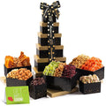 NUT CRAVINGS Gourmet Collection - Get Well Soon, Nuts & Dried Fruits Tower Gift Basket with Get Well Soon Ribbon (12 Assortments) Food Arrangement, Healthy Snack Care Package, Food Assortments