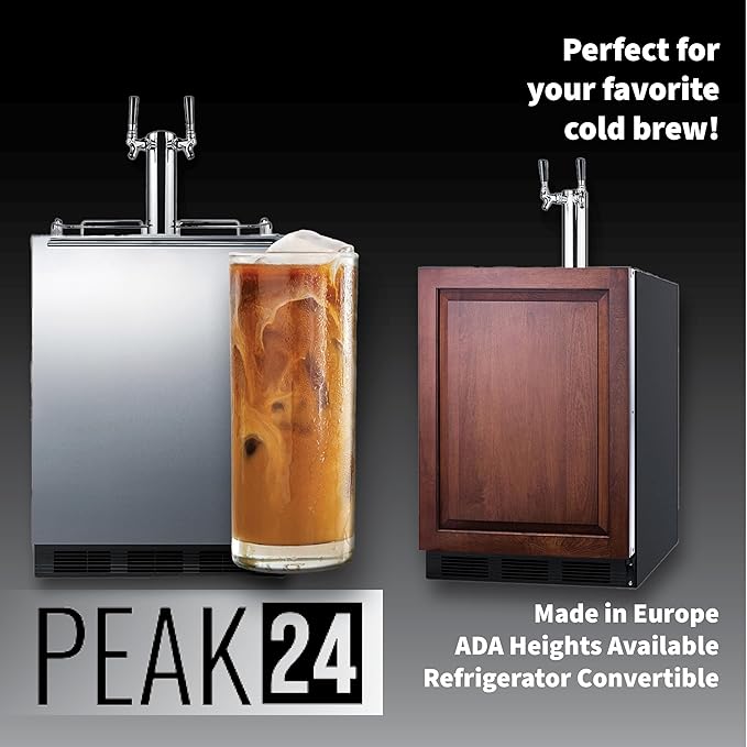Summit 24" Nitro Cold Brew/Cold Brew Kegerator, Combination Dual Tap Kit, Stainless Steel- SBC7BRSCM2