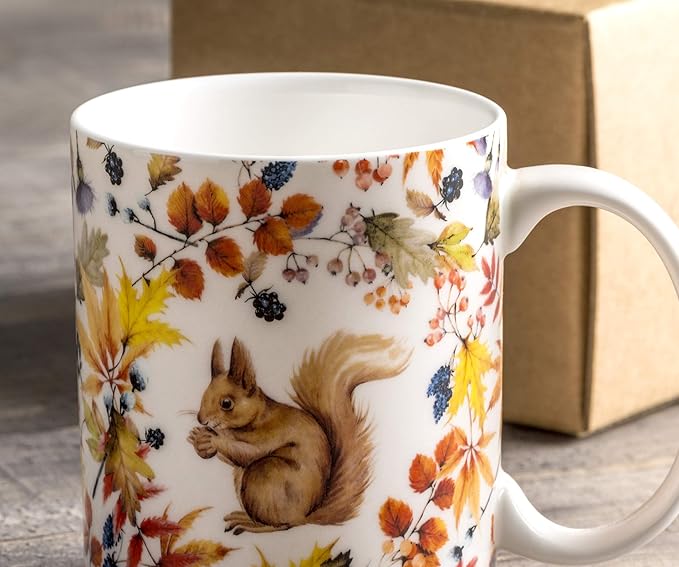 Maison d' Hermine Coffee Mug with Handles Fine Bone China Mugs Pack of One Tea Cups for Hot Beverages Cappuccino Latte Home Restaurant Office Perfect for Gift (Sous-Bois - Foret, 12 Ounce)