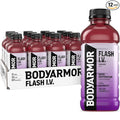 BODYARMOR Flash I.V. Electrolyte Beverage, Grape, Hydration Drink with Coconut Water For Rapid Rehydration, Post Workout Recovery, 20 Fl Oz (Pack of 12)