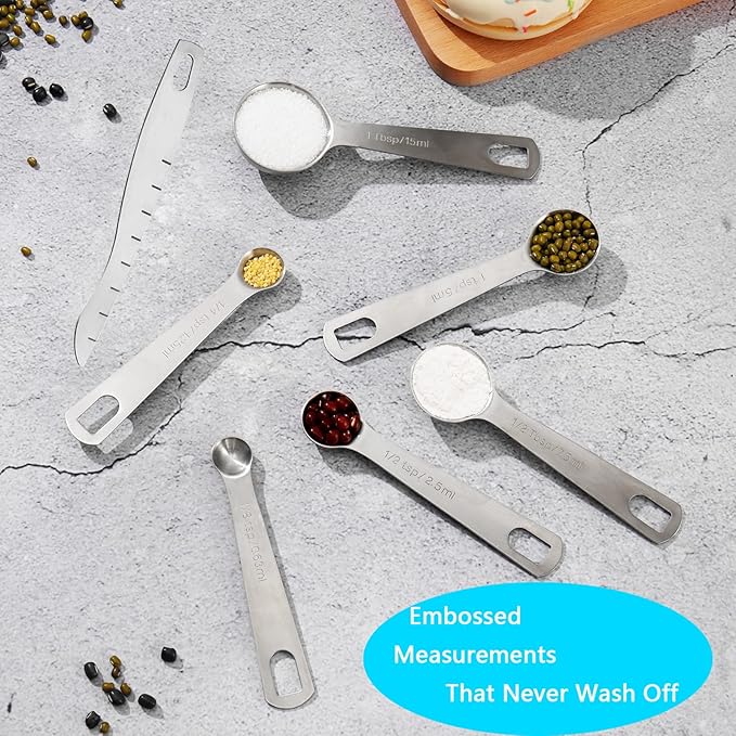 20-Piece Measuring Cups and Spoons Set, Nesting Stainless Steel Measuring Cups Spoons with Plastic Measuring Cup for Dry and Liquid Ingredients, Kitchen Cooking & Baking Gadgets