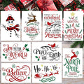Christmas Stencils for Painting 12x8” Large Christmas Stencil Cardinal Believe Snowman Xmas Holiday Drawing Templates for Wood Shirts Door Mat Porch Hanger Decor(XMS Stencil 14-9p/12x8in)