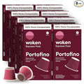 WOKEN COFFEE Compostable Nespresso Pods - Portofino Medium Roast Italian Espresso Coffee Capsules Compatible With Nespresso Coffee Machine (80 Pod Count, 8 Boxes)