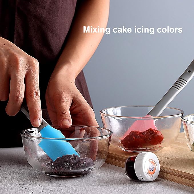 Silicone Mini Spatula, Curved Small Spatula, Kitchen Jar Spatula, Wet Pet Food Can Spoon, for Cooking Baking Frosting or Mixing, 6pcs