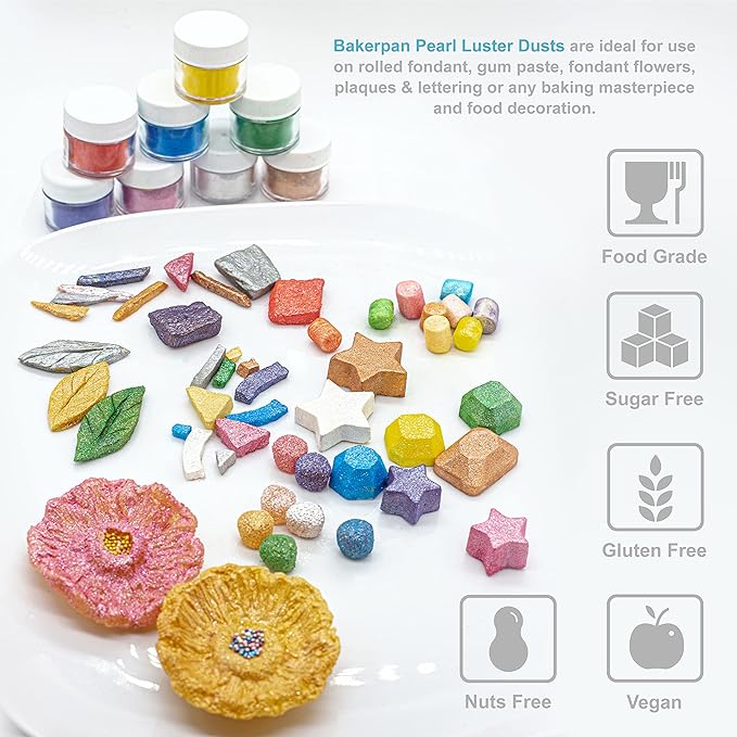 Bakerpan Pearl Luster Dust Edible, Periwinkle Blue Edible Glitter for Cocktails, 4 Grams Edible Glitter for Cake Decorating, Cookies, Chocolates and Candies, Drinks (Made in USA)