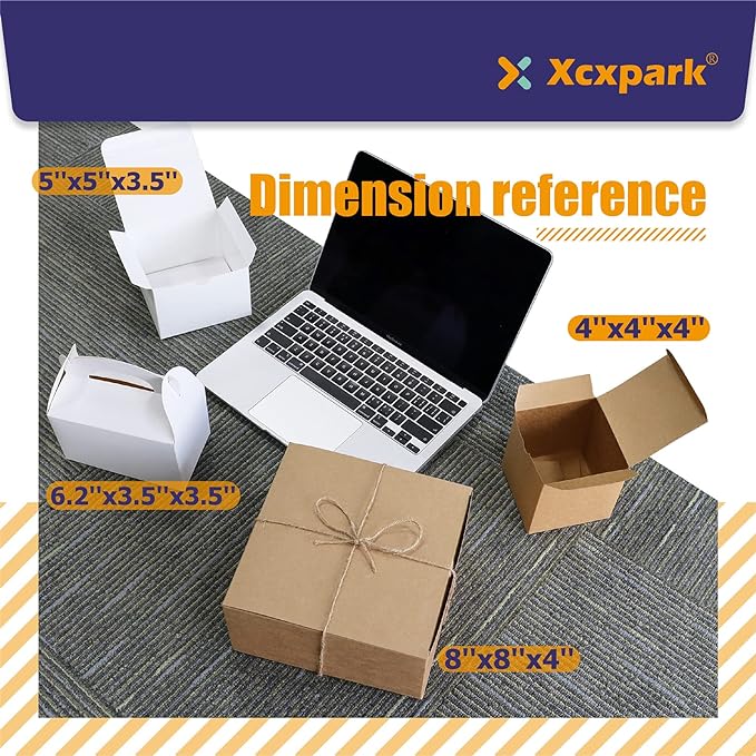 Xxcxpark 48 PCS White Gift Boxes 4x4x4 inches, Decorative Party Favor Gift Packaging Box with Lid for DIY Crafting, Cube, Cupcake, Kraft Present Boxes for Birthday, Wedding, Anniversary