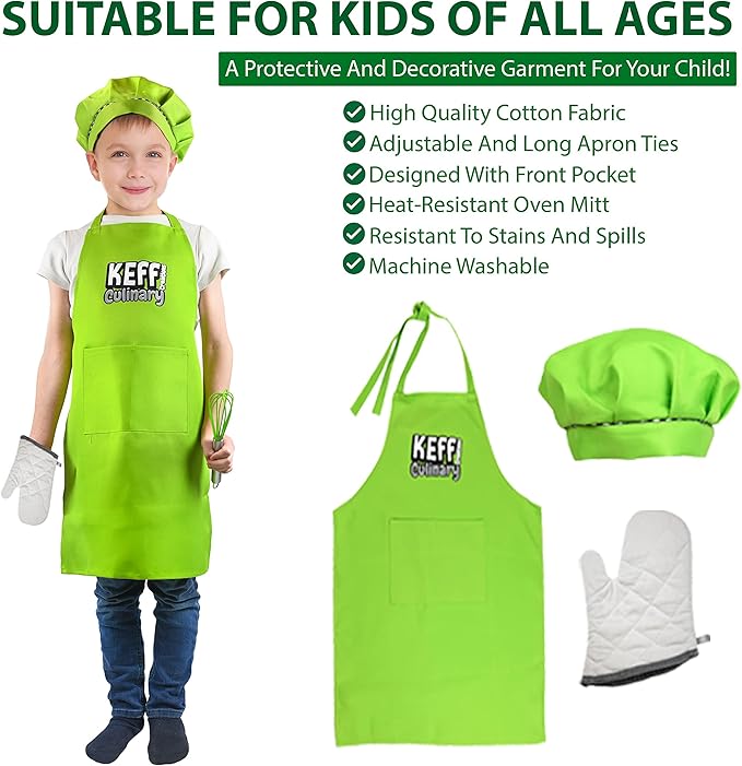 KEFF Kids Kitchen Set for Cooking & Baking with Recpie Book - Kids Knife Set for Real Cooking, Montessori Kitchen Tools for Toddlers - Real Utensils with Cutting Board and Knifes BPA-Free