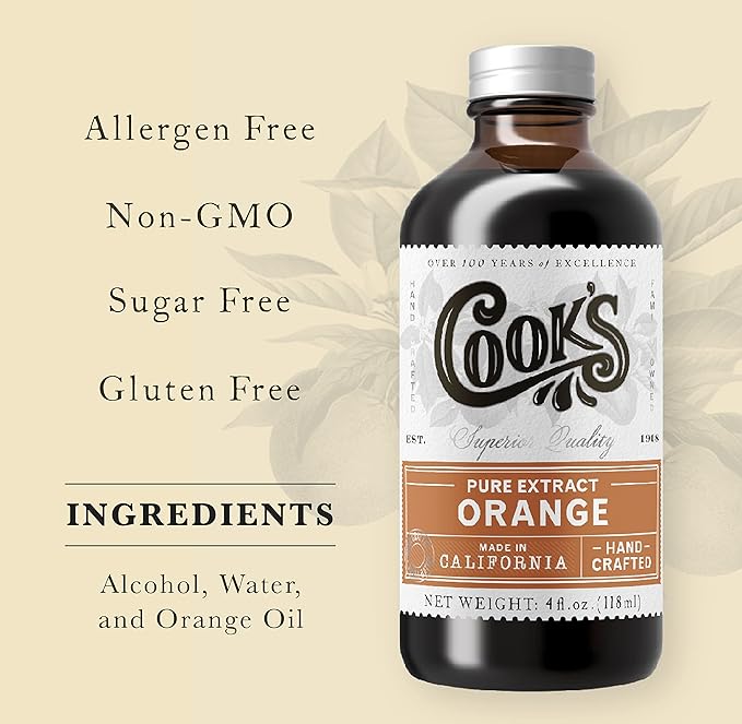 Cook's Pure Orange Extract From Florida Oranges | For Ice Cream, Cakes, Breads, Cookies and Drinks, 4 oz