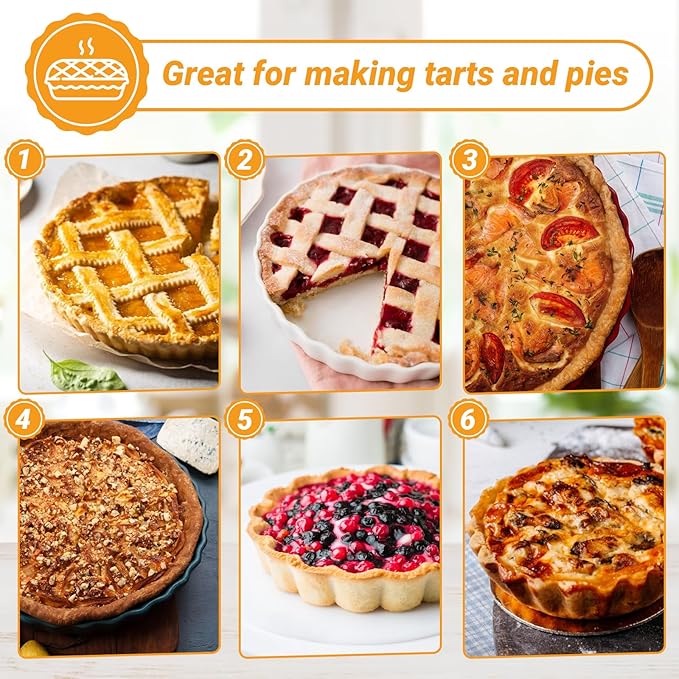 Beasea Mini Tart Pans for Baking, 2pcs 8 Inch Tart Pan with Removable Bottom Small Non Stick Carbon Steel Quiche Pie Pans for Oven Baking
