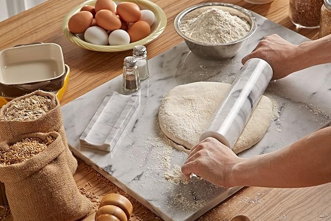 JEmarble Pastry Board 16x20 inch with Non-Slip Rubber Feets for Stability Perfect for Keep the Dough Cool and Chocolate Tempering(Premium Quality)
