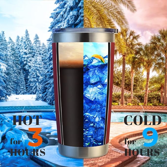 DOMICARE 20oz Stainless Steel Tumbler Bulk with Lid, Double Wall Vacuum Insulated Travel Mug, Powder Coated Coffee Cup (Powder Red, 12)