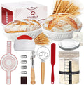 Complete Sourdough Starter Kit,10 Inch Round & 9 Inch Oval Banneton Sourdough Bread Baking Supplies With Sourdough Starter Jar, Sour dough Starter Kits for Women, Men, and Bread Bakers